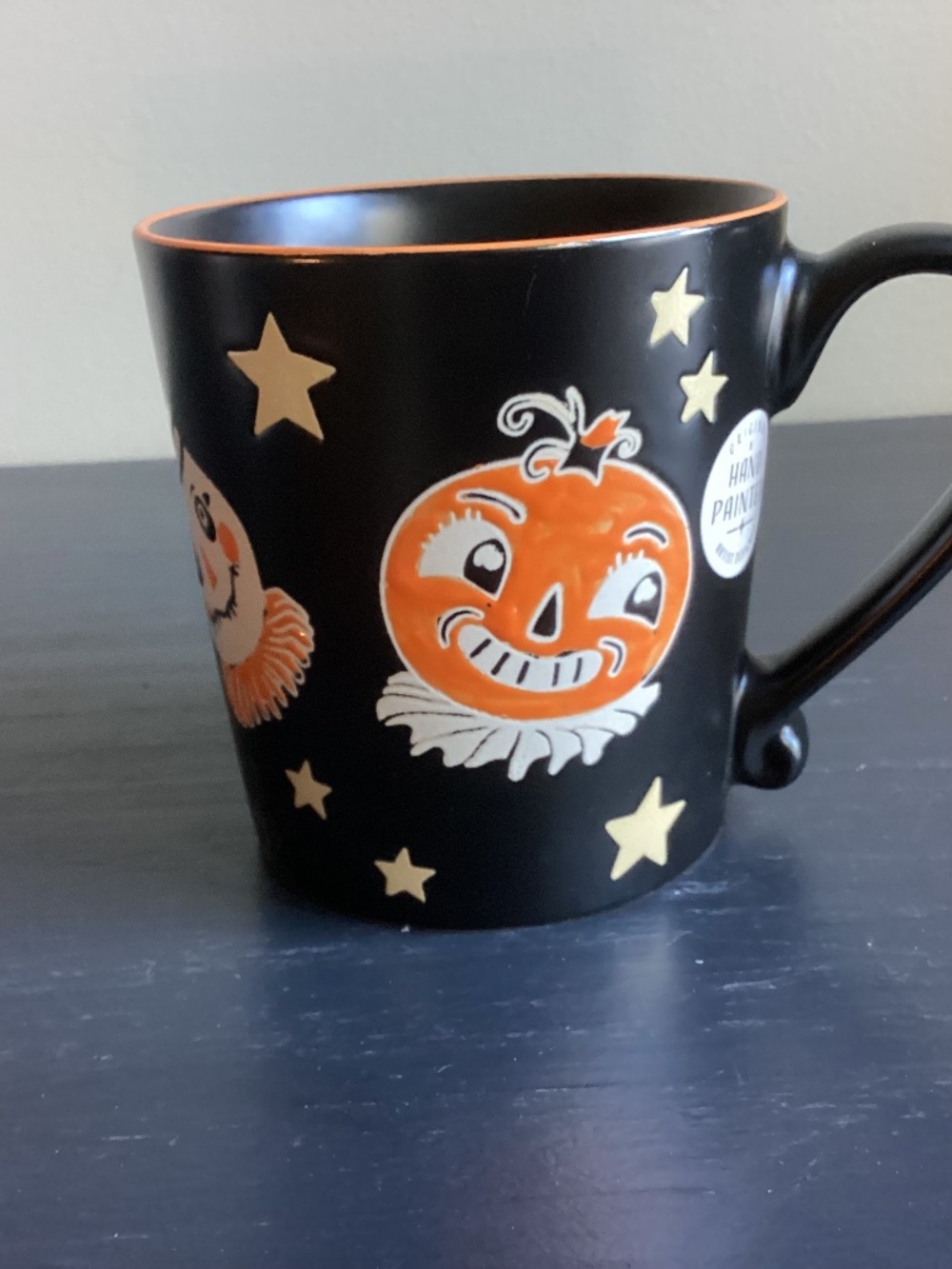 NEW Eli & Ana Hand Painted Halloween Ceramic Cat Pumpkin 16oz Coffee Mug